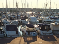 Boats and yachts anchoring in the port of Lavagna