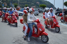 Formation for the next stage of the Vespa tour in Italy