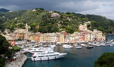 Yachts in the beautiful bay of Portofino in Italy