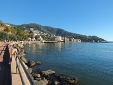 The nice beach promenade of Rapallo at the Tigullian Gulf