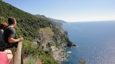 Hiking at the coast of Riomaggiore in the Cinque Terre